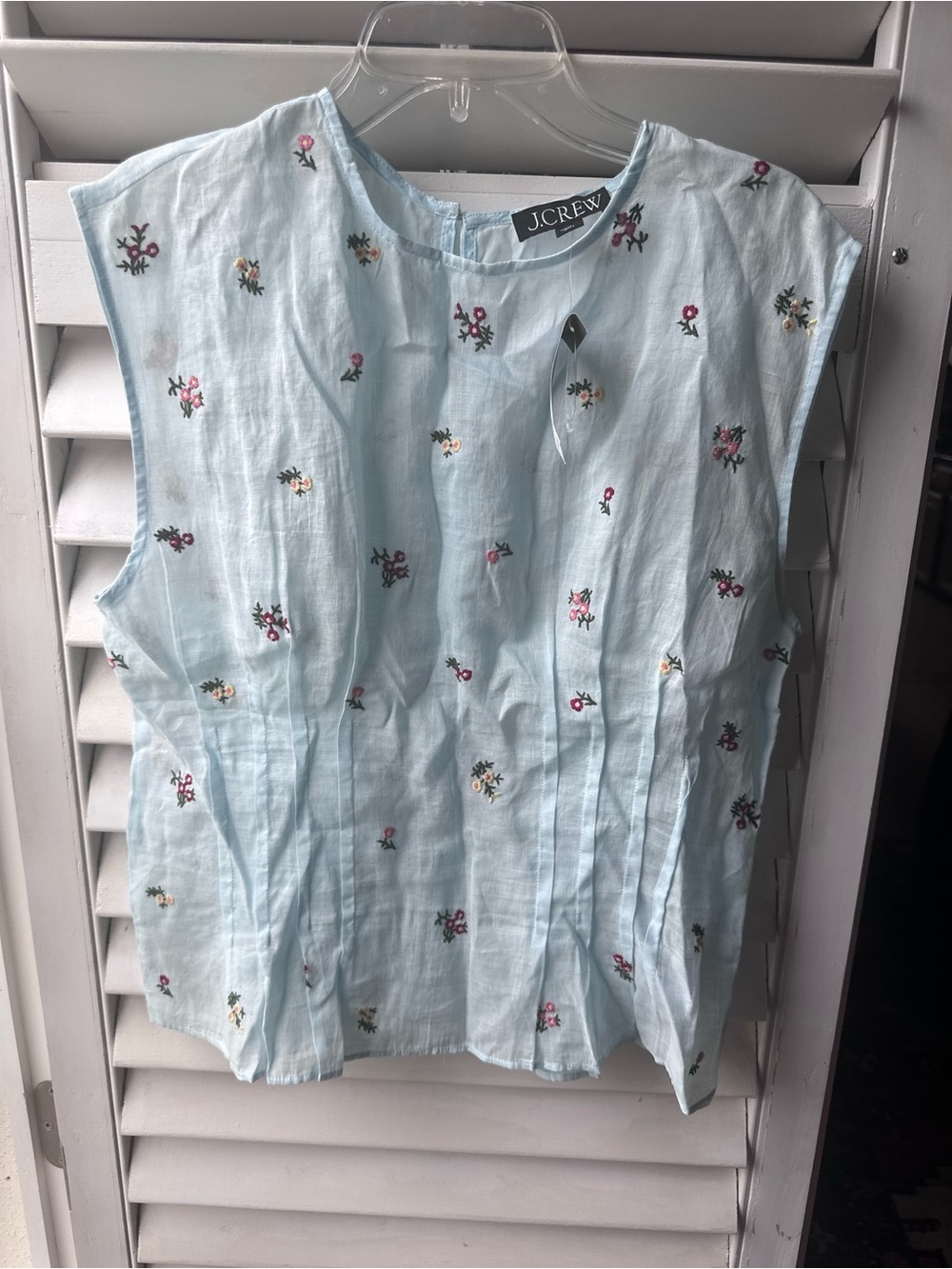 J. Crew Light Blue Floral Embroidered Sleeveless Top